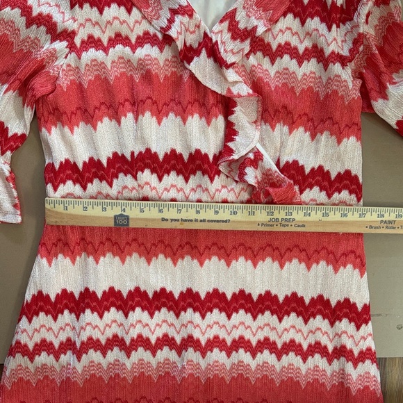 Donna Ricco Red and White Geometric Patterned Dress sz 14 - Picture 5 of 12